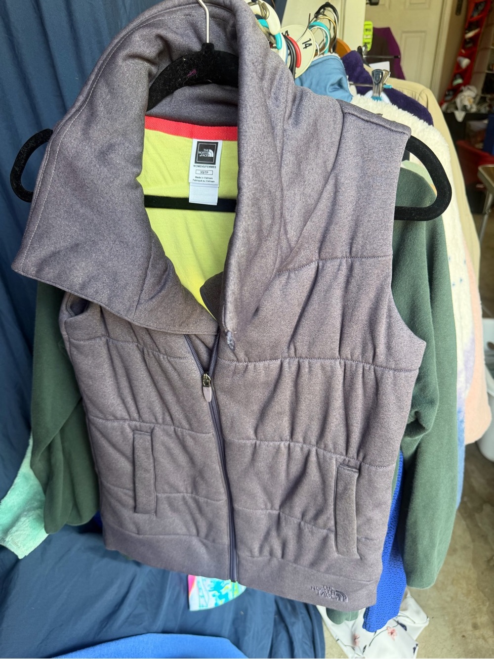 The North Face Women's Heather Gray Quilted Vest with High Collar